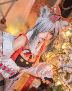 [网红COSER写真] 周叽是可爱兔兔 – 圣诞黑丝兽耳